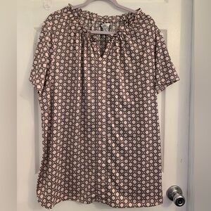 croft & barrow Women’s plus Pink Geometric Short Sleeve Blouse NWT Size 3X $10